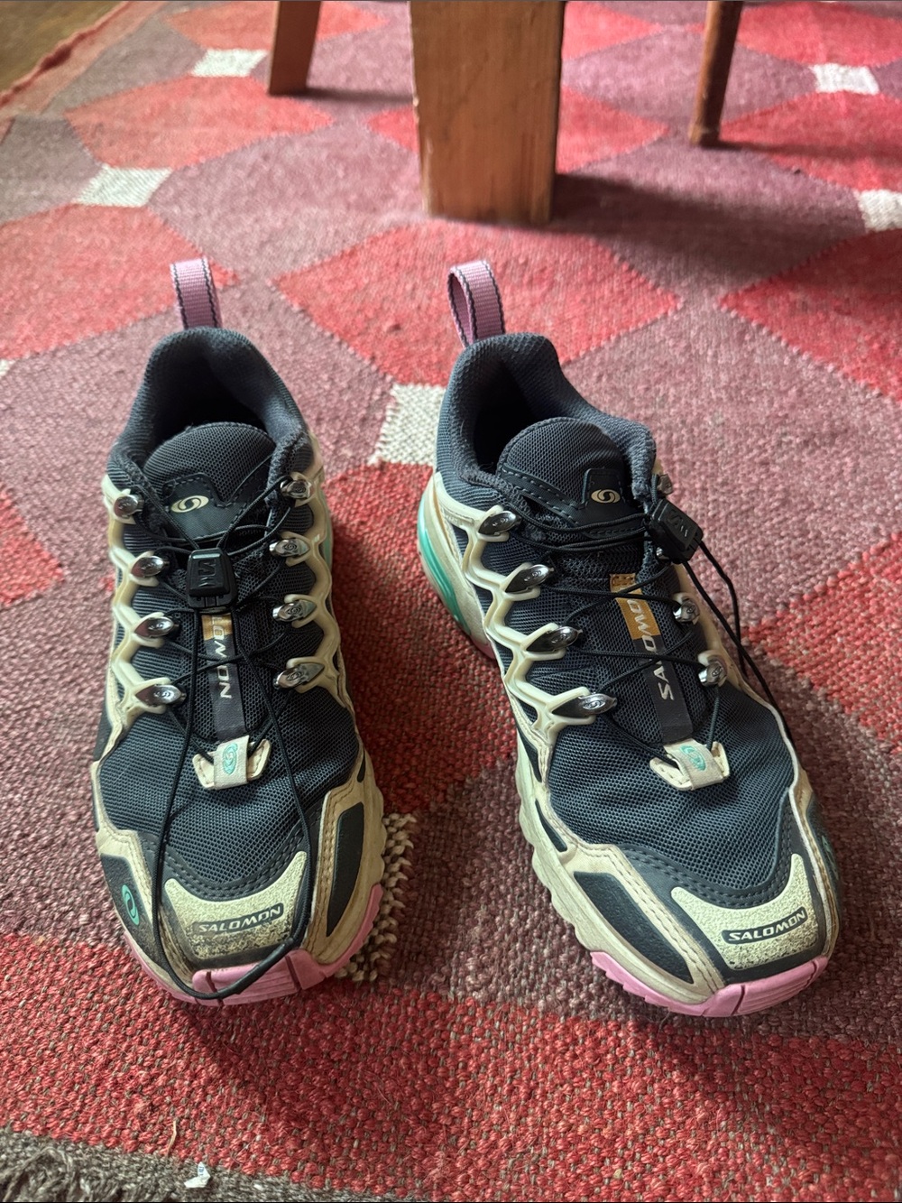 Salomon Black, Cream and Pink Trail Running Sneakers